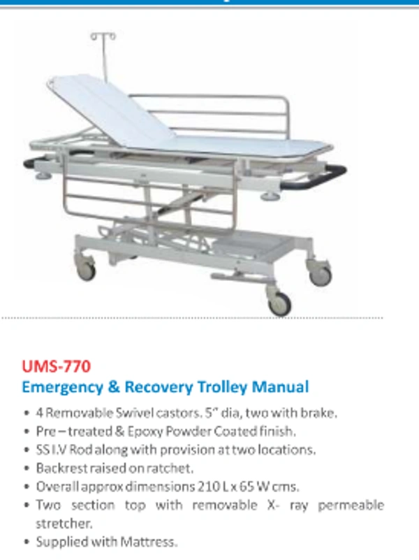 Unisearch Medical Manual Emergency & Recovery Trolly